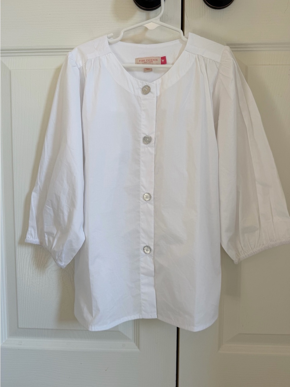 NWOT Pink Chicken Girls White Brooke Top size 12